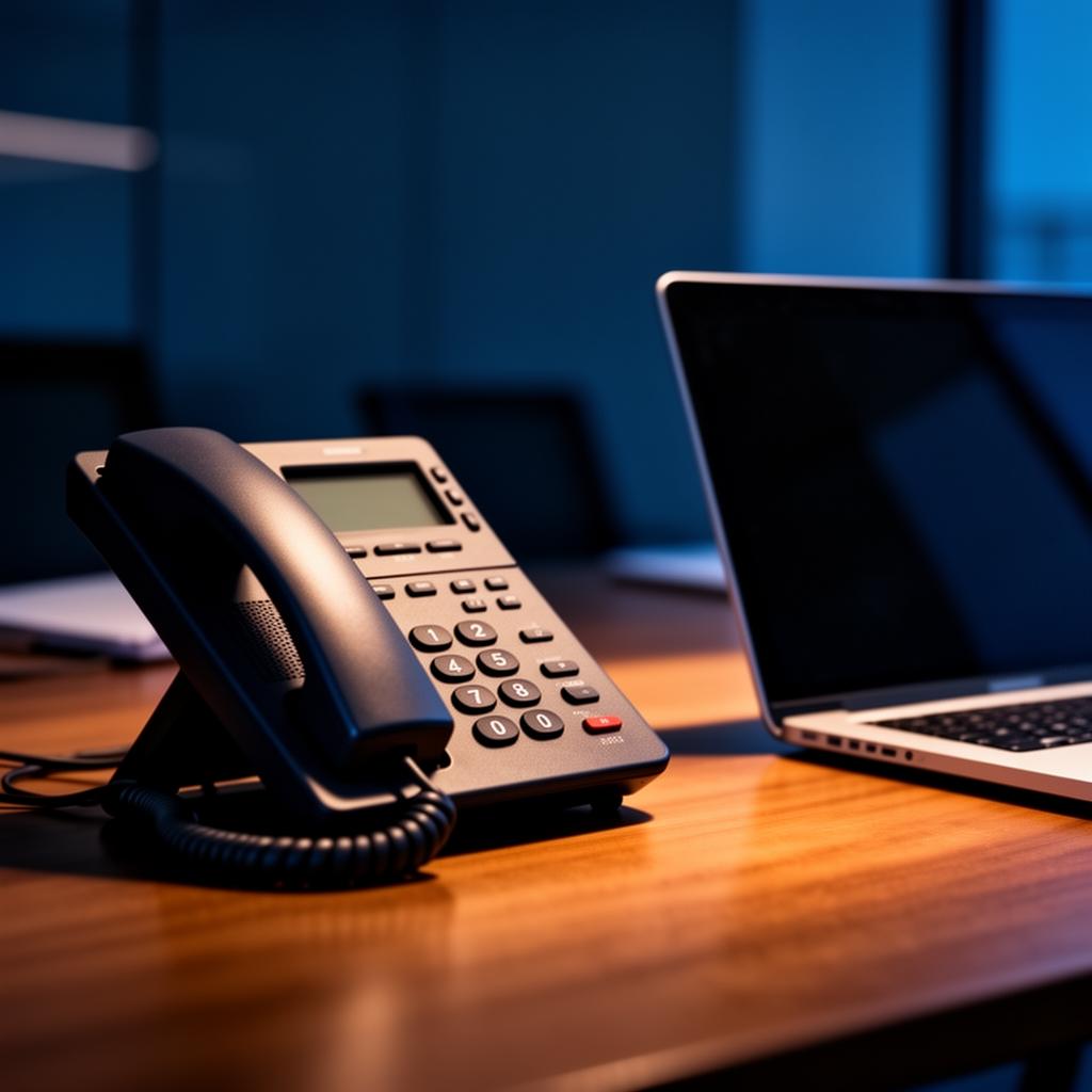 Smartphone showing suspicious incoming call on a desk, representing misleading calls targeting local businesses